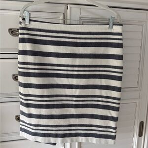 J. Crew Navy and White Striped Pencil Skirt